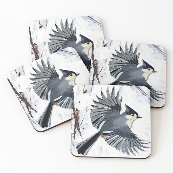 Item preview, Tufted Titmouse in Flight - Gray and White Bird Art designed and sold by ChrisButler.