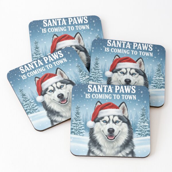 Item preview, Husky Christmas T Shirt – Santa Paws Is Coming To Town designed and sold by Paw Print Play.