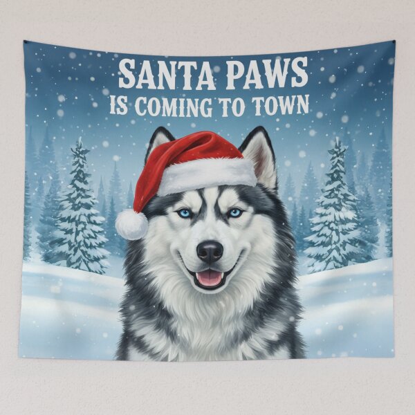 Item preview, Husky Christmas T Shirt – Santa Paws Is Coming To Town designed and sold by Paw Print Play.