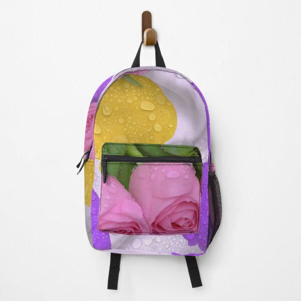 Item preview, Pink Roses on Colorful Waterdrop Fabric Pattern designed and sold by poraya.