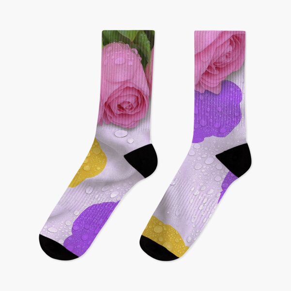 Item preview, Pink Roses on Colorful Waterdrop Fabric Pattern designed and sold by poraya.