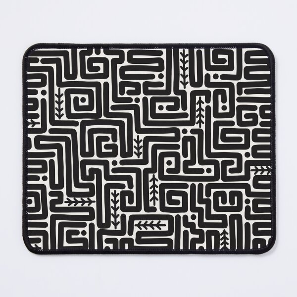 Item preview, Black and White Geometric Maze Pattern - Modern Abstract Line Art - Minimal Scandinavian Design designed and sold by OzdeBayer.