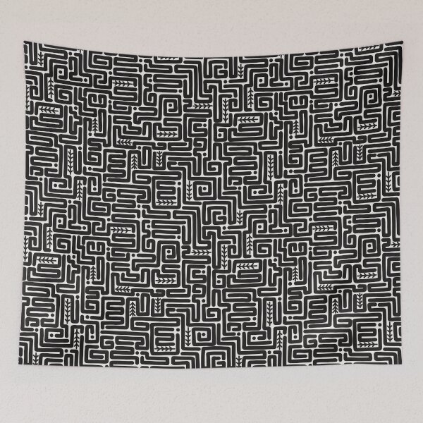 Item preview, Black and White Geometric Maze Pattern - Modern Abstract Line Art - Minimal Scandinavian Design designed and sold by OzdeBayer.