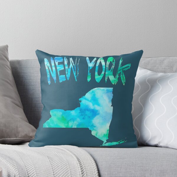 Item preview, Watercolor New York State Map - Aqua Blue and Green Coastal Vibes designed and sold by mashmosh.