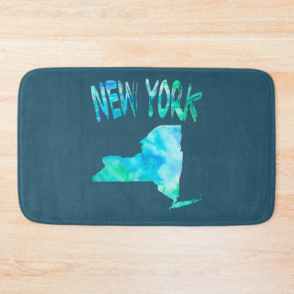 Item preview, Watercolor New York State Map - Aqua Blue and Green Coastal Vibes designed and sold by mashmosh.