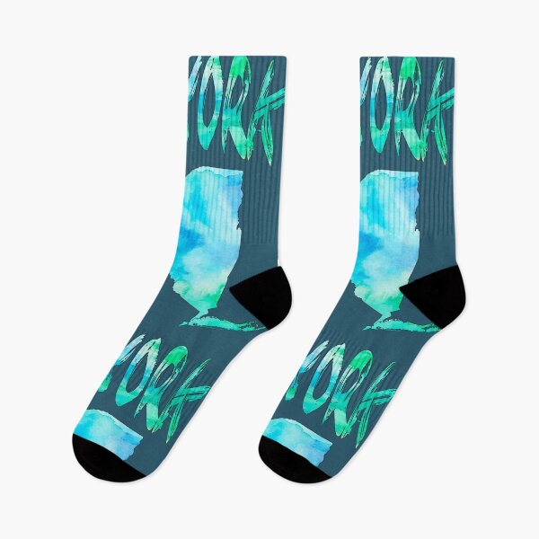 Item preview, Watercolor New York State Map - Aqua Blue and Green Coastal Vibes designed and sold by mashmosh.