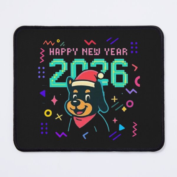 Item preview, HAPPY NEW YEAR 2026 Pixel Retro Dog - Festive Santa Bandana Design designed and sold by BhumiBliss.