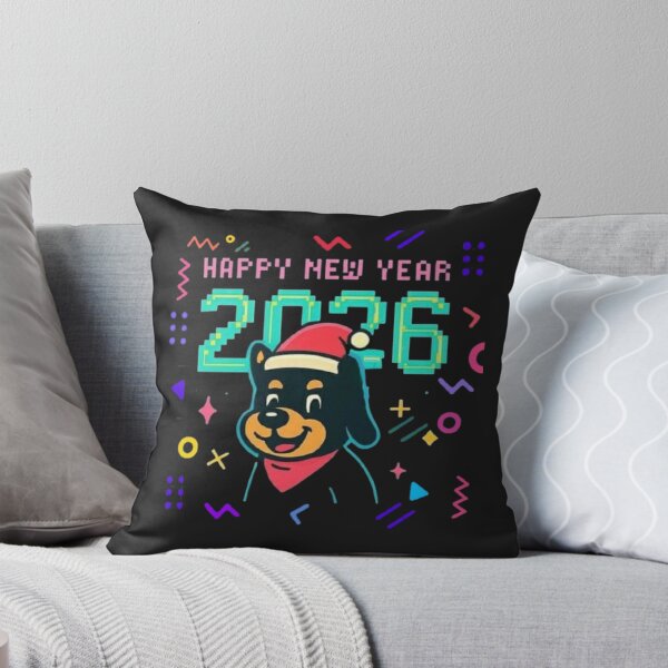 Item preview, HAPPY NEW YEAR 2026 Pixel Retro Dog - Festive Santa Bandana Design designed and sold by BhumiBliss.