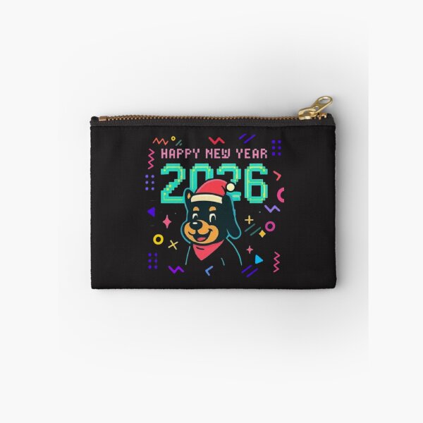 Item preview, HAPPY NEW YEAR 2026 Pixel Retro Dog - Festive Santa Bandana Design designed and sold by BhumiBliss.