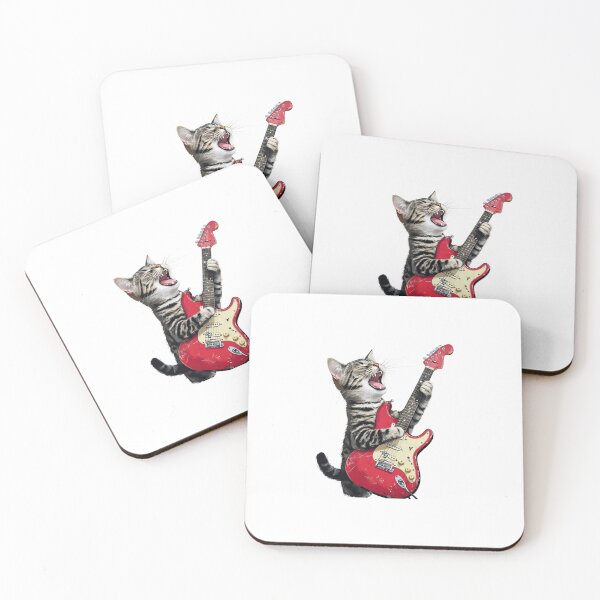 Item preview, Rock and Roll Cat Shredding Guitar — Funny Rocker Feline Graphic Art designed and sold by Colorful-Garden.
