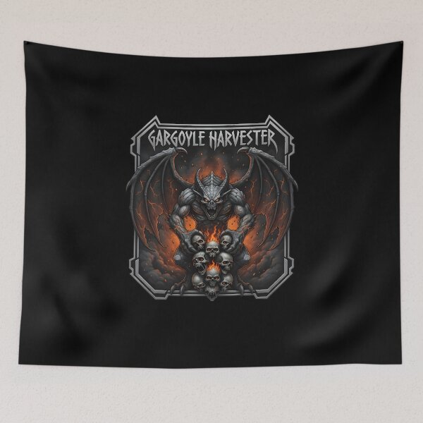Item preview, Death Metal Shirt - Fiery Gargoyle Harvesting Burning Skulls designed and sold by NickPositron.