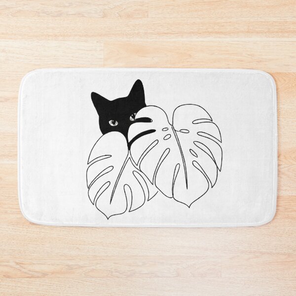 Item preview, Peeking Black Cat - Minimalist Monstera Line Art designed and sold by RICHYON.