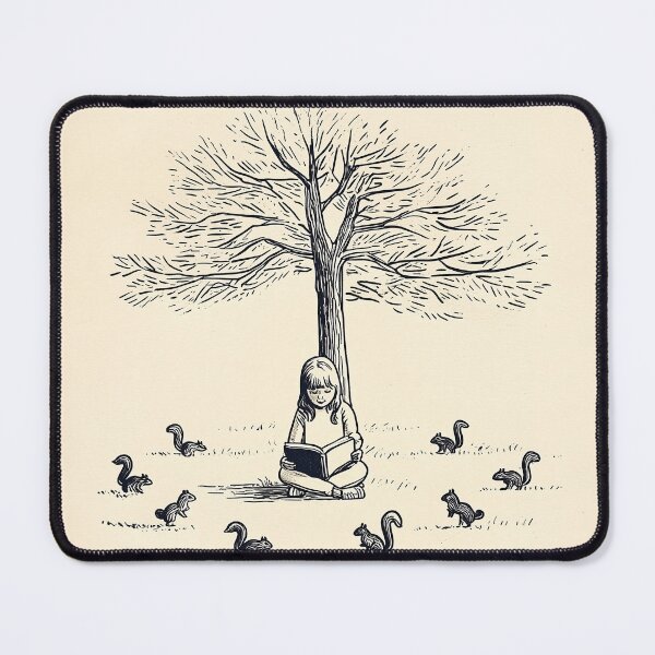 Item preview, Girl Reading Under a Tree surrounded by squirrels designed and sold by lautir.