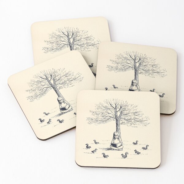 Item preview, Girl Reading Under a Tree surrounded by squirrels designed and sold by lautir.
