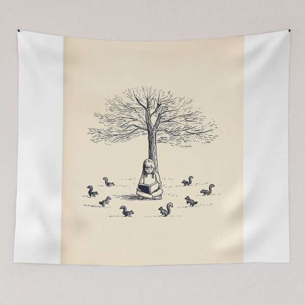 Item preview, Girl Reading Under a Tree surrounded by squirrels designed and sold by lautir.