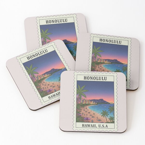 Item preview, Vintage honolulu hawaii beach stamp designed and sold by allaboutstamps.