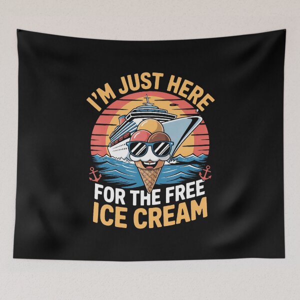 Item preview, I'M Just Here For The Free Ice Cream Yacht Party Fans designed and sold by DonnieJennie.