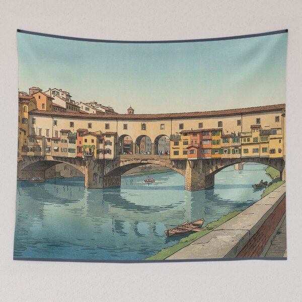 Item preview, Ponte Vecchio Bridge Japanese Woodblock Print designed and sold by Takeda-art.