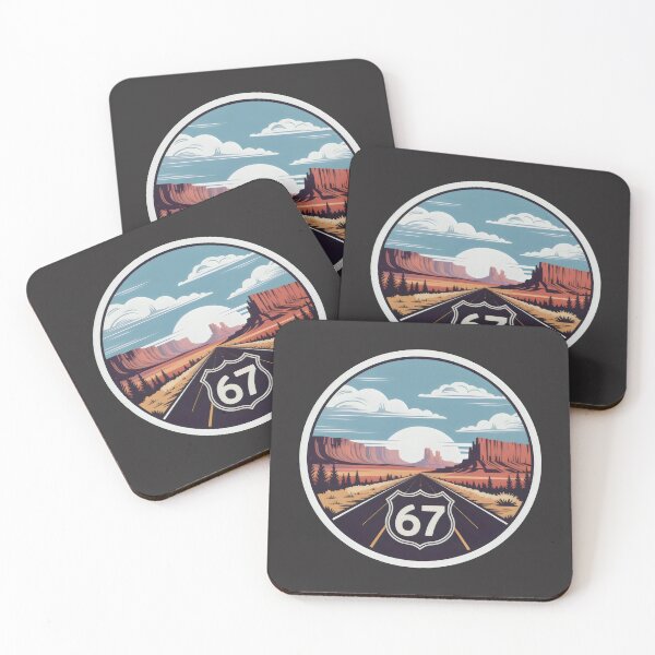 Item preview, Route 67 Desert Highway Sunset Badge Scenic Southwest Road Design designed and sold by SplashTastic.