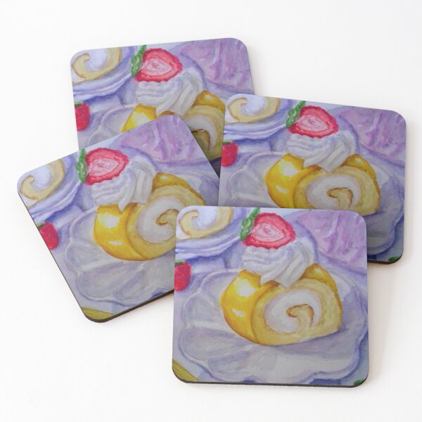 Item preview, Japanese Roll Cake Watercolor Realistic Food Painting  designed and sold by happiartworks .