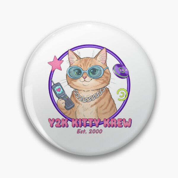 Item preview, Y2K Kitty Krew - Retro Flip Phone Cat Meme Sticker & T-Shirt designed and sold by cozy corner co. .