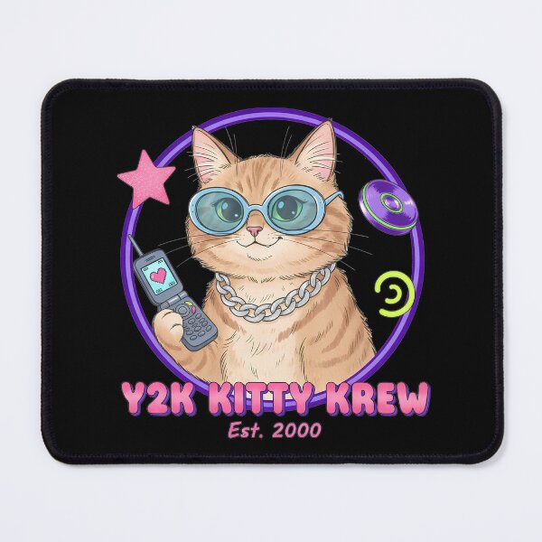 Item preview, Y2K Kitty Krew - Retro Flip Phone Cat Meme Sticker & T-Shirt designed and sold by cozy corner co. .
