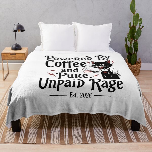 Item preview, Powered By Coffee and Rage Cat Funny 2026 Sarcastic Introvert designed and sold by SylwiaPrint.