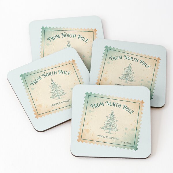 Item preview, Vintage Winter Postage Stamp – From North Pole Teal Holiday Design designed and sold by Iras-Art-Corner.
