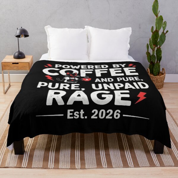 Item preview, Powered By Coffee and Rage Cat Funny 2026 Sarcastic Introvert designed and sold by SylwiaPrint.