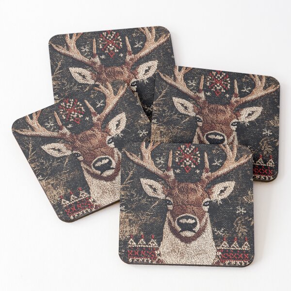 Item preview, Scandinavian Winter Reindeer – Nordic Embroidery Folk Art designed and sold by MiraLumeStudio.