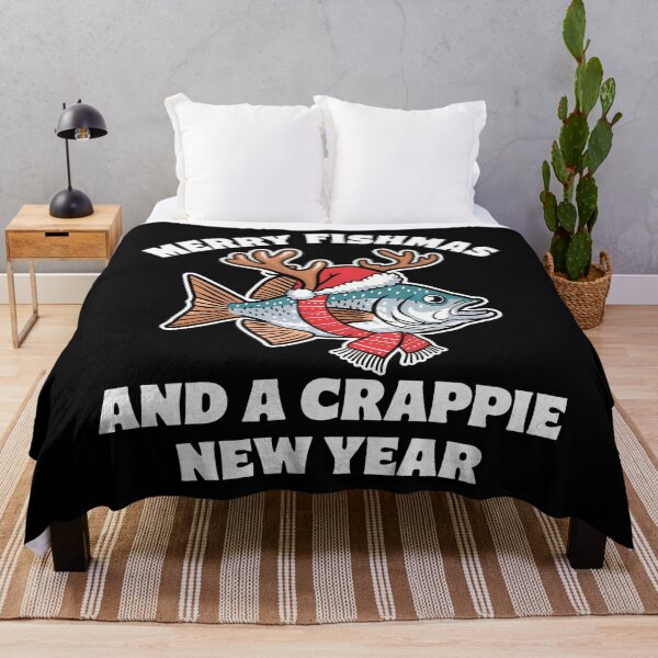 Item preview, Merry Fishmas And A Crappie New Year Fishing Pun designed and sold by JanisPenelope.