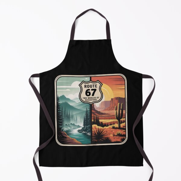 Item preview, Route 67 Two Worlds of Adventure Split Landscape Badge Design designed and sold by SplashTastic.