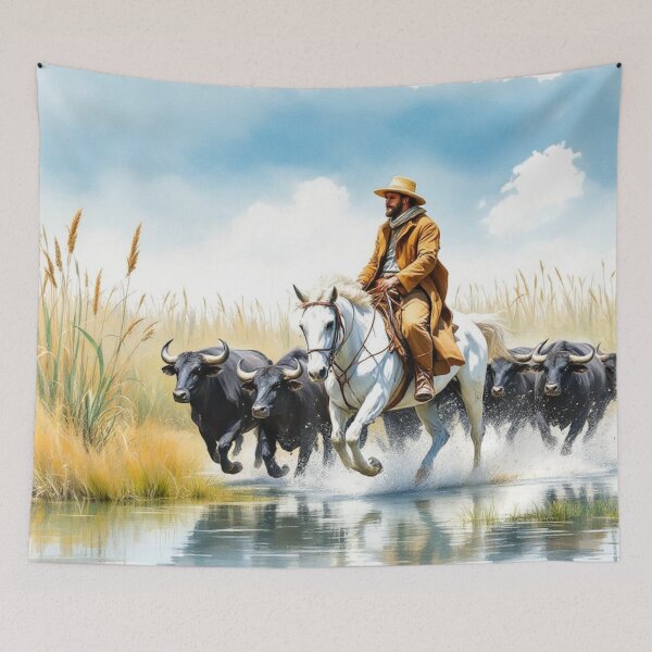 Item preview, Camargue, herdsman herding bulls designed and sold by jefboutique6150.