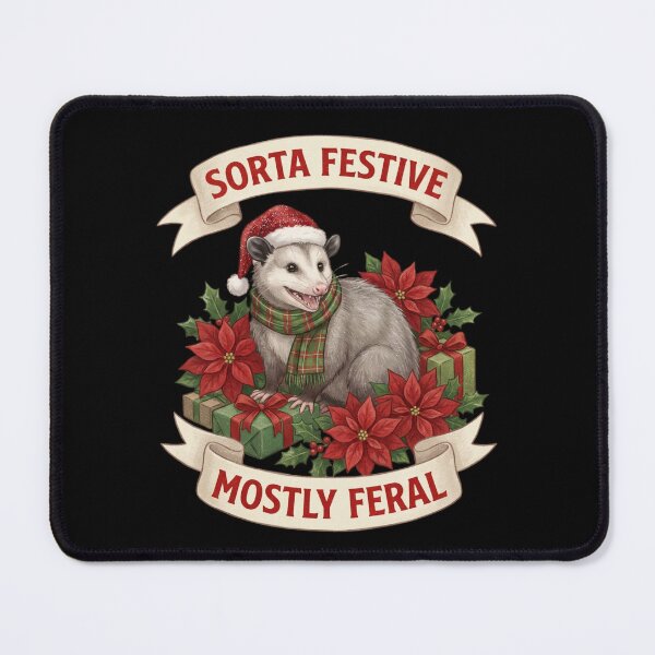 Item preview, Sorta Festive Mostly Feral Opossum Christmas Humor designed and sold by FreshVibe Prints.