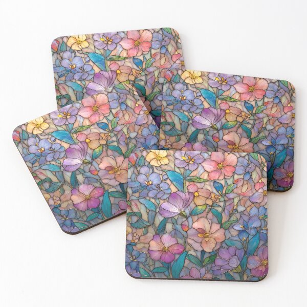 Item preview, Stained Glass Effect Colorful Wildflowers Graphic Design Pattern designed and sold by GrinGalore.