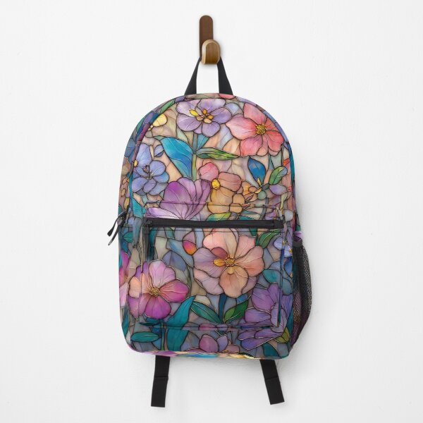Item preview, Stained Glass Effect Colorful Wildflowers Graphic Design Pattern designed and sold by GrinGalore.