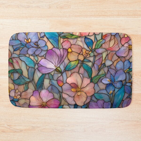 Item preview, Stained Glass Effect Colorful Wildflowers Graphic Design Pattern designed and sold by GrinGalore.