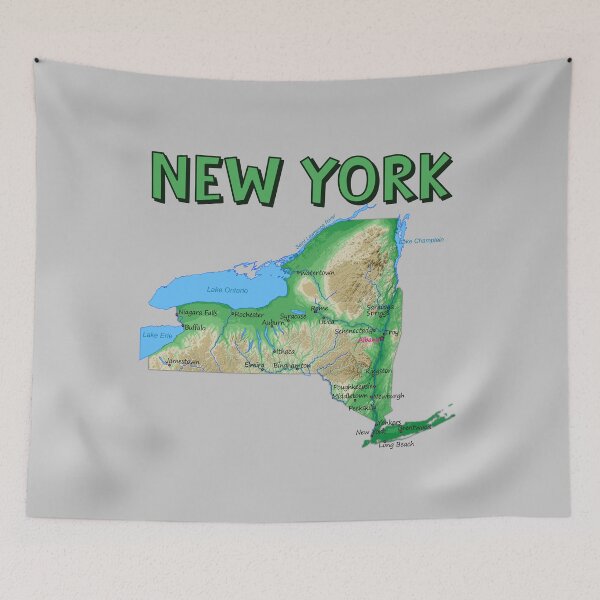 Item preview, Nature & City Blend: Detailed Topographic Map of New York designed and sold by mashmosh.