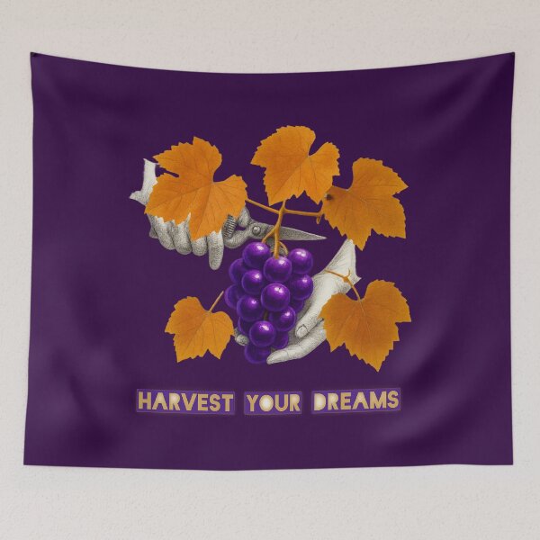Item preview, Harvest Your Dreams – Vineyard Hands & Grape Harvest Illustration designed and sold by @majovegana.