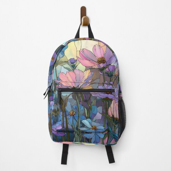 Item preview, Stained Glass Effect Lilac Blue Wildflowers Graphic Design designed and sold by GrinGalore.