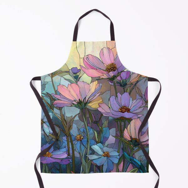 Aperçu de l'œuvre Motif graphique effet vitrail fleurs sauvages bleu lilas créée et vendue par GrinGalore.