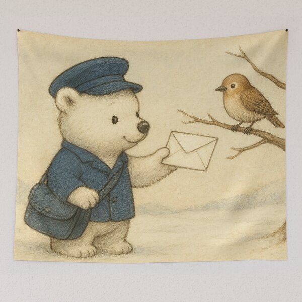 Item preview, Little polar bear brings the mail designed and sold by Mauswohn.
