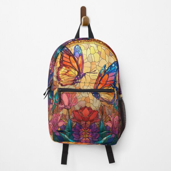 Item preview, Stained Glass Butterflies Wildflowers Graphic Design designed and sold by GrinGalore.