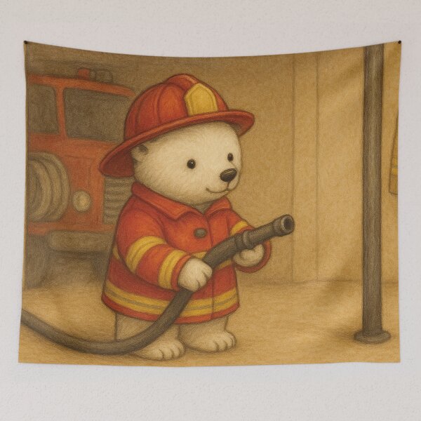 Item preview, Little polar bear works for the fire department designed and sold by Mauswohn.