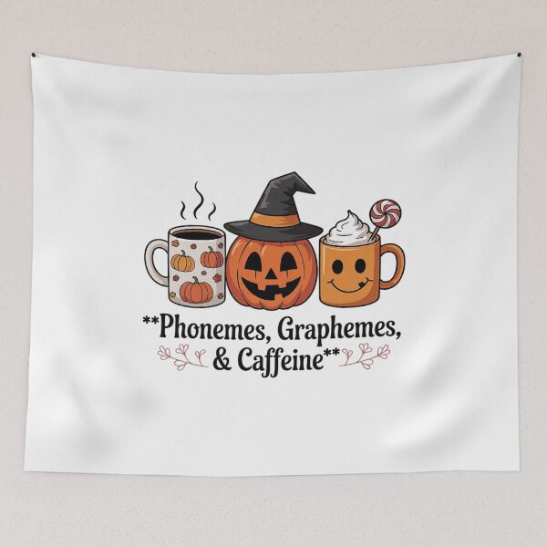 Item preview, Halloween Teacher Coffee Lover Phonemes Graphemes & Caffeine  designed and sold by CombatTask.