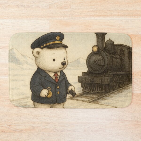 Item preview, Little polar bear rides the train designed and sold by Mauswohn.