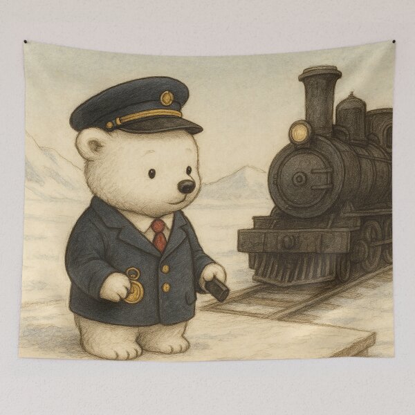 Item preview, Little polar bear rides the train designed and sold by Mauswohn.
