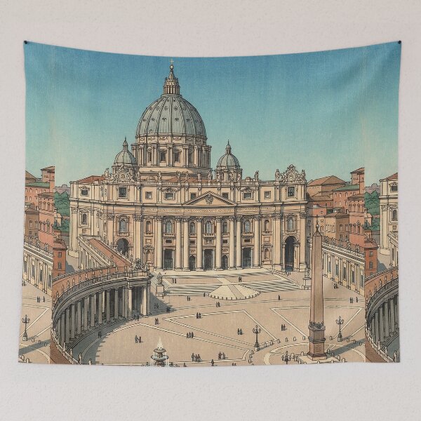 Item preview, St Peters Basilica Japanese Woodblock Print designed and sold by Takeda-art.