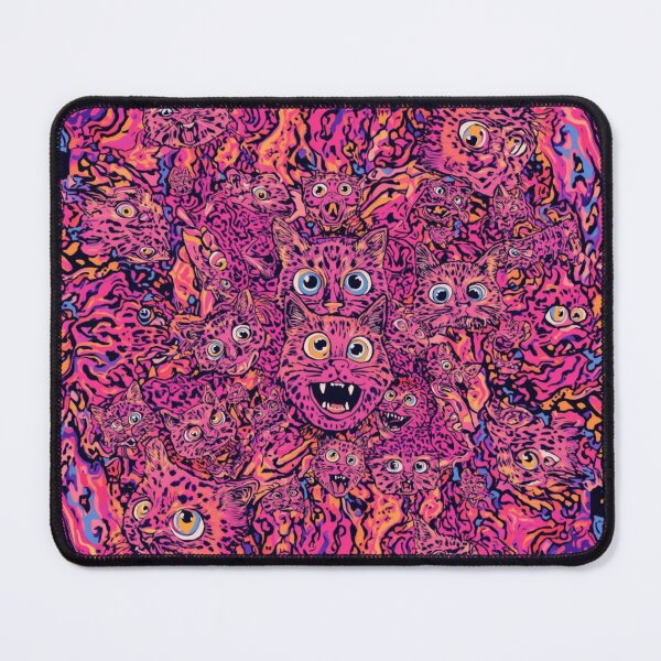 Item preview, Psychedelic Cats Trippy Pink Pattern - Vibrant Abstract Cat Art with Multiple Eyes designed and sold by TitanRN.