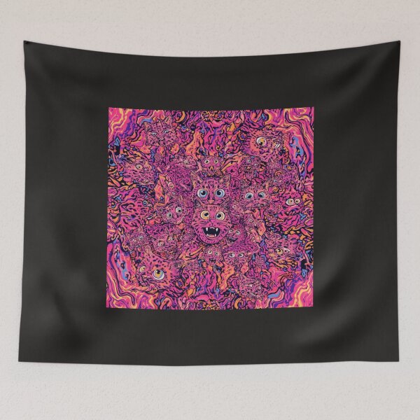 Item preview, Psychedelic Cats Trippy Pink Pattern - Vibrant Abstract Cat Art with Multiple Eyes designed and sold by TitanRN.